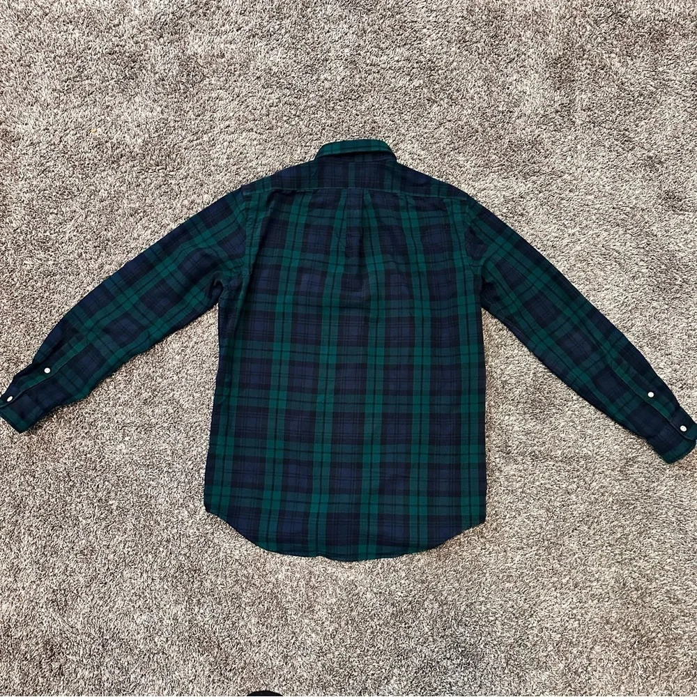Men’s Polo Ralph Lauren Green and Blue Plaid Button Down Shirt size M